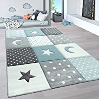Paco Home Alfombra Infantil- Alfombra Pastel Habitación Infantil con Nubes 3D Y Motivos De Estrellas- tamaño:80x150 cm…